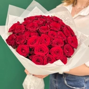 Монобукет из красных роз размера L 0